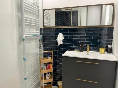 Salle de bains dans l'établissement Appartement 2 pièces tout neuf Buttes Chaumont