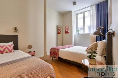 Un ou plusieurs lits dans un hébergement de l'établissement Urban Flat 77 - Sublime and Spacious Flat in Le Marais