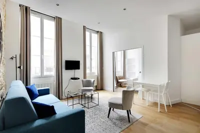 Coin salon dans l'établissement Appart confortable -1BR 4P- Quartier Beaubourg