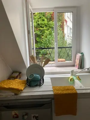 Cuisine ou kitchenette dans l'établissement Cosy nest center of Paris