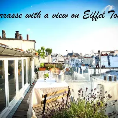 Penthouse with Terrasse and view on Eiffel tower