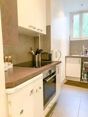 Cuisine ou kitchenette dans l'établissement Studio de charme Tour Eiffel