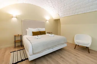 Un ou plusieurs lits dans un hébergement de l'établissement Nouveau - Designer Appartement - 6p