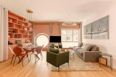 Coin salon dans l'établissement Modern 2 bedrooms near Louvre