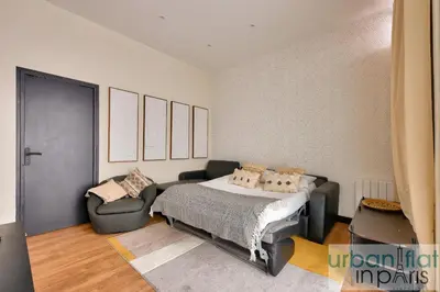Un ou plusieurs lits dans un hébergement de l'établissement Urban Flat 159 - Charming 3BDR Flat in Paris