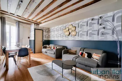 Coin salon dans l'établissement 02 - Pretty 4BDR Flat in Paris