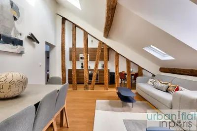 Coin salon dans l'établissement Urban Flat 117 - Charming 3BDR Apartment in Paris