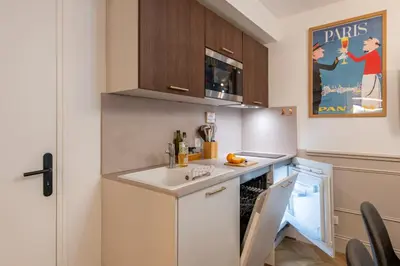 Cuisine ou kitchenette dans l'établissement MAISON FRANCOIS : Cosy loft with AC