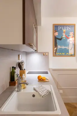 Cuisine ou kitchenette dans l'établissement MAISON FRANCOIS : Cosy loft with AC