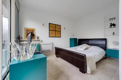 Un ou plusieurs lits dans un hébergement de l'établissement Bel appartement 3 pièces 2 chambres 76M2 + balcon + Parking