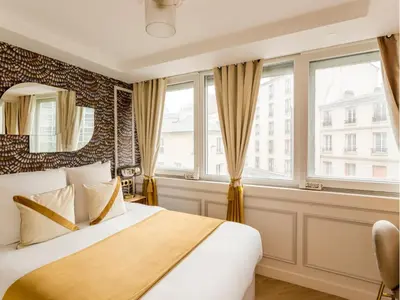 Un ou plusieurs lits dans un hébergement de l'établissement Merveil - Luxury Suite - Tour Eiffel - Fremicourt