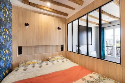 Un ou plusieurs lits dans un hébergement de l'établissement Appartement avec vue panoramique