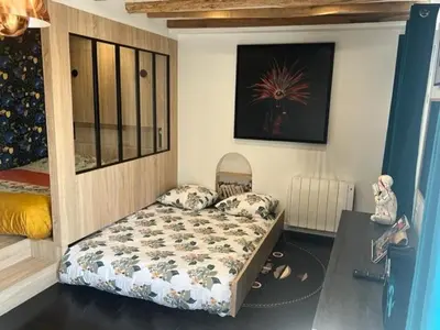 Un ou plusieurs lits dans un hébergement de l'établissement Appartement avec vue panoramique