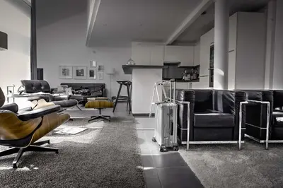 Coin salon dans l'établissement Beautiful Loft 130m2 Sun and free parking