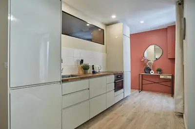 Cuisine ou kitchenette dans l'établissement Résidence Center of Paris by Studio prestige