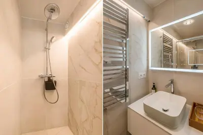 Salle de bains dans l'établissement Séjour au Taj proche Tour-Eiffel