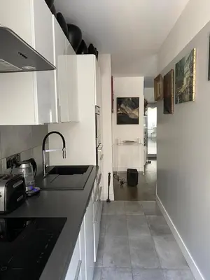 Cuisine ou kitchenette dans l'établissement Appartement spacieux et cosy Champs Elysées Arc de triomphe