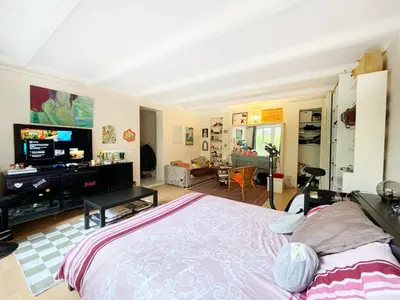 Télévision ou salle de divertissement dans l'établissement Grand appartement avec jardin privatif à Paris