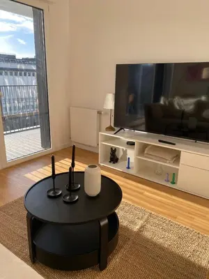 Télévision ou salle de divertissement dans l'établissement appartement 4 pièces spacieux grande terrasse