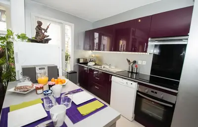 Cuisine ou kitchenette dans l'établissement Montmartre - Ruisseau - magnifique appartement artistique