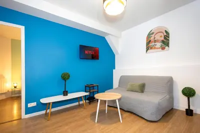 Coin salon dans l'établissement Nets Inn Apartments - La Villette