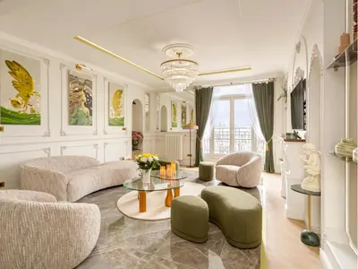 Coin salon dans l'établissement Merveil Signature Suite Hoche - Eiffel Tower view