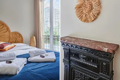 Un ou plusieurs lits dans un hébergement de l'établissement Apartment La Défense by Studio prestige