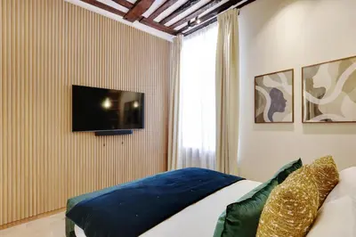 Télévision ou salle de divertissement dans l'établissement TheLander - Serviced Apartment in Saint-Germain-des-Prés