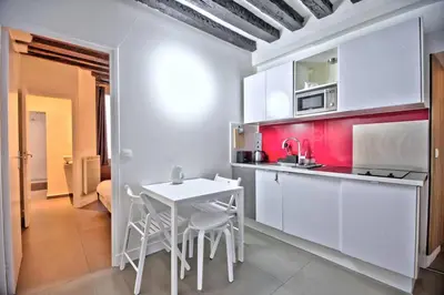 Cuisine ou kitchenette dans l'établissement 1 bedroom apt only 15 min walk to The Louvre