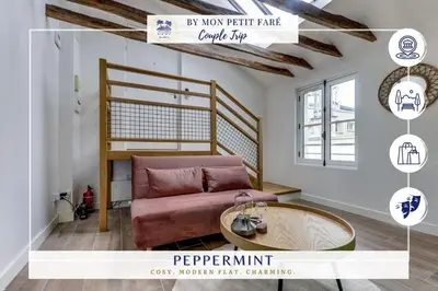 Un ou plusieurs lits dans un hébergement de l'établissement Peppermint - Moderne & Elégant- by Mon Petit Faré