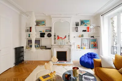 Coin salon dans l'établissement Magnifique appartement 135m2 Jardin du Luxembourg