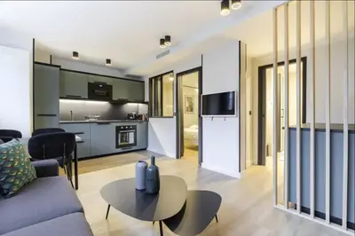 Cuisine ou kitchenette dans l'établissement HSH Parmentier-Couronnes II Appartement Design 4P-1BR