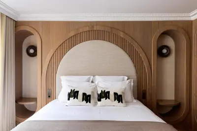 Un ou plusieurs lits dans un hébergement de l'établissement HIGHSTAY - Luxury Serviced Apartments - Centre Pompidou