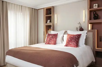 Un ou plusieurs lits dans un hébergement de l'établissement HIGHSTAY - Luxury Serviced Apartments - Centre Pompidou