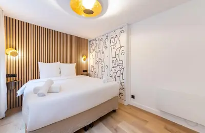Un ou plusieurs lits dans un hébergement de l'établissement 1 Bedroom#4 pers#Mouffetard#Port-Royal#La Sorbonne