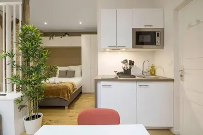Cuisine ou kitchenette dans l'établissement Typical Parisian Studio in Le Marais#4 pers