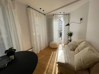 Coin salon dans l'établissement Marais - Bright one-bedroom decorated with taste