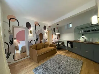 Coin salon dans l'établissement Marais - Quiet one-bedroom decorated with taste