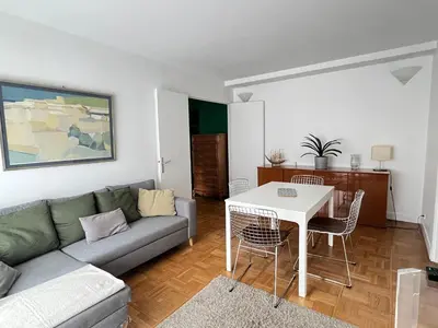 Coin salon dans l'établissement Paris charm suite authentique, quartier latin, 4/6 pers