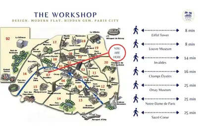 Plan de l'établissement L'Atelier - Loft rénové en souplex - Tour Eiffel