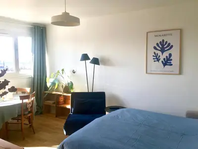 Un ou plusieurs lits dans un hébergement de l'établissement Panoramic view - Bright and cosy flat - 6 guests