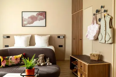 Coin salon dans l'établissement Yuna Montmartre - ApartHotel