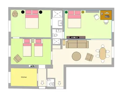 Plan de l'établissement Appartement dans le Marais 3 chambres