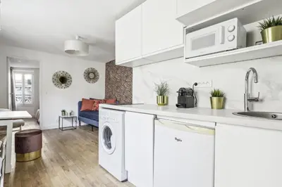 Cuisine ou kitchenette dans l'établissement Luxury apartment near Le Marais