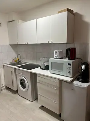 Cuisine ou kitchenette dans l'établissement Appart Paris 10 eme