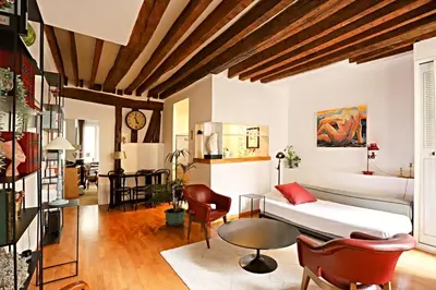 Coin salon dans l'établissement Chic Flat Paris VI