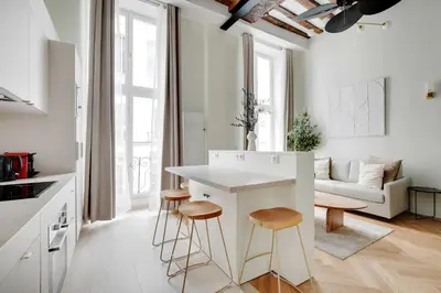 Coin salon dans l'établissement Charming Apartment - 1BR-5P - Sentier