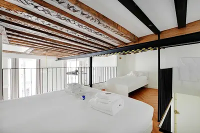 Un ou plusieurs lits dans un hébergement de l'établissement Charming Apartment - 1BR-5P - Sentier
