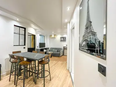 Coin salon dans l'établissement Urban Flat 173 - Charming Flat Atelier Gaite Montparnasse