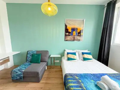 Un ou plusieurs lits dans un hébergement de l'établissement Urban Flat 169 - Pretty Flat Bercy Coriolis